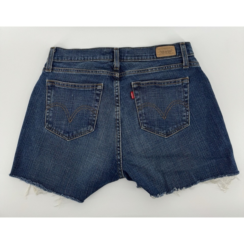 Levi's 529 Women's High Rise Cut Off Blue Denim Shorts Distressed Size 29 / 30W - Picture 2 of 10